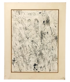 George Buehr Signed Ink Drawing of Cathedral