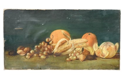 Signed Oil Painting Still Life Fruit on Table