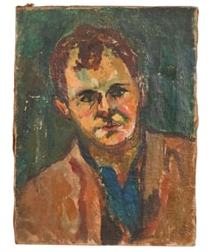 Mid Century Oil Painting Portrait of Gentleman