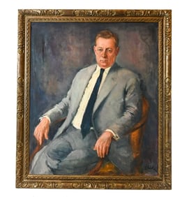 Mid C Signed Oil Painting Portrait of Businessman