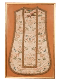Antique Italian Hand Embroidered Silk Chasuble