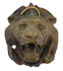 Antique Cast Bronze Lion Head Plaque