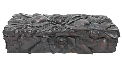 19th C Black Forest Hand Carved Ink Well Desk Set