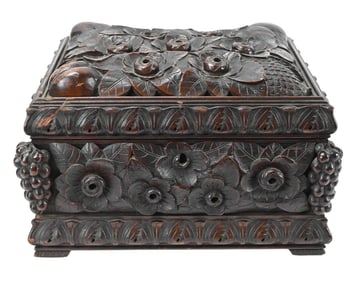 19th C Black Forest Hand Carved Table Box