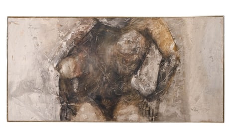 Signed 1965 Expressionist Painting of Nude