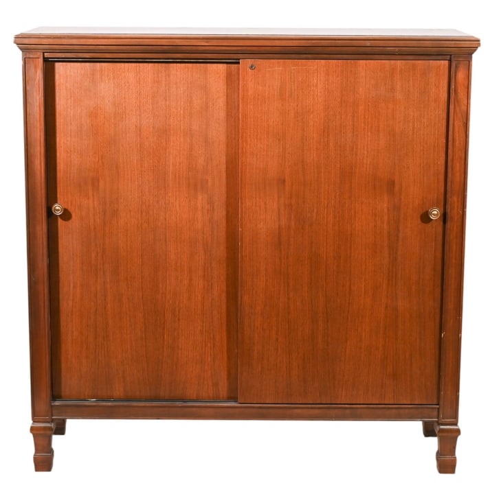 Mid Century Sliding Door Cabinet: Mid Century Sliding Door Cabinet.Measures 48 inches x 48 inches x 15 inches.