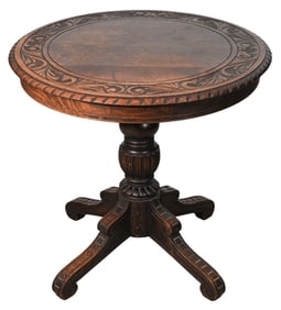 Antique Black Forest Oak Carved Bistro Table