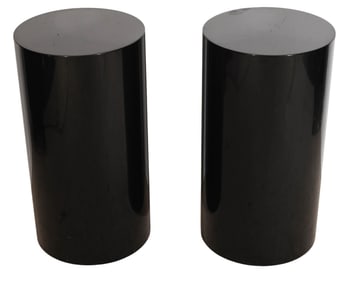 Pair Steel Metal Metallic Black Painted Pedestals