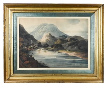 18th C Mountain Landscape Engraving Period Frame