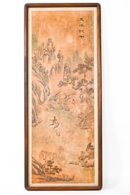 Antique Chinese Watercolor Scholar Riding Bull
