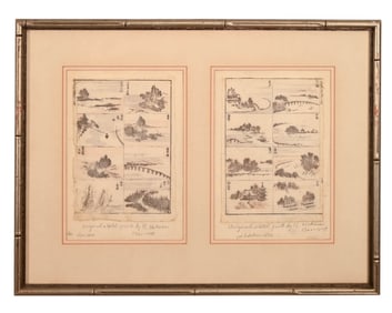 Pair 19th C. Katsushika Hokusai Woodblocks