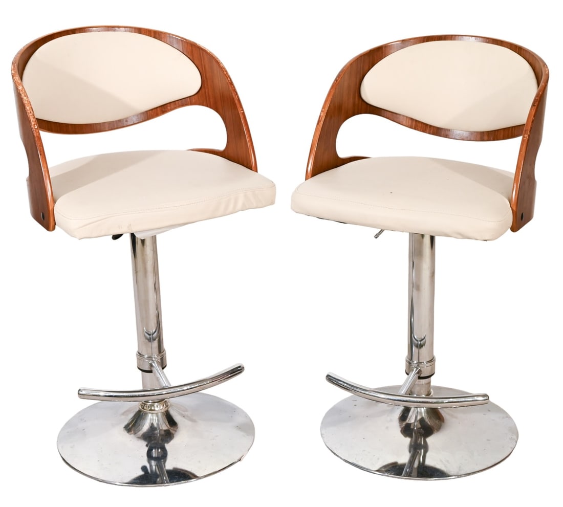 Mid Century Custom Upholstered Chrome Bar Stools (1 of 15)