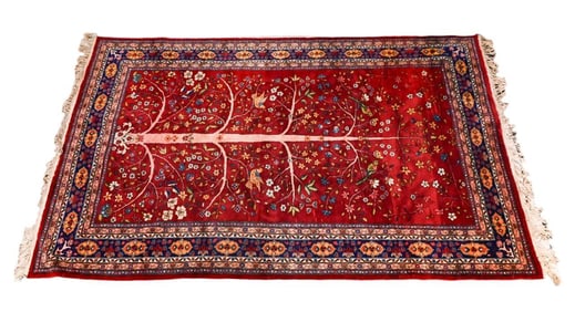Antique Neyriz Hand Knotted Tree of Life Area Rug