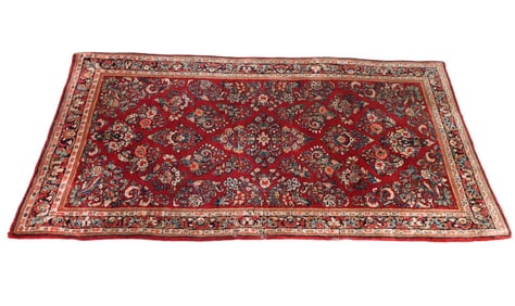 Persian Lilihan Red Hand Knotted Area Rug