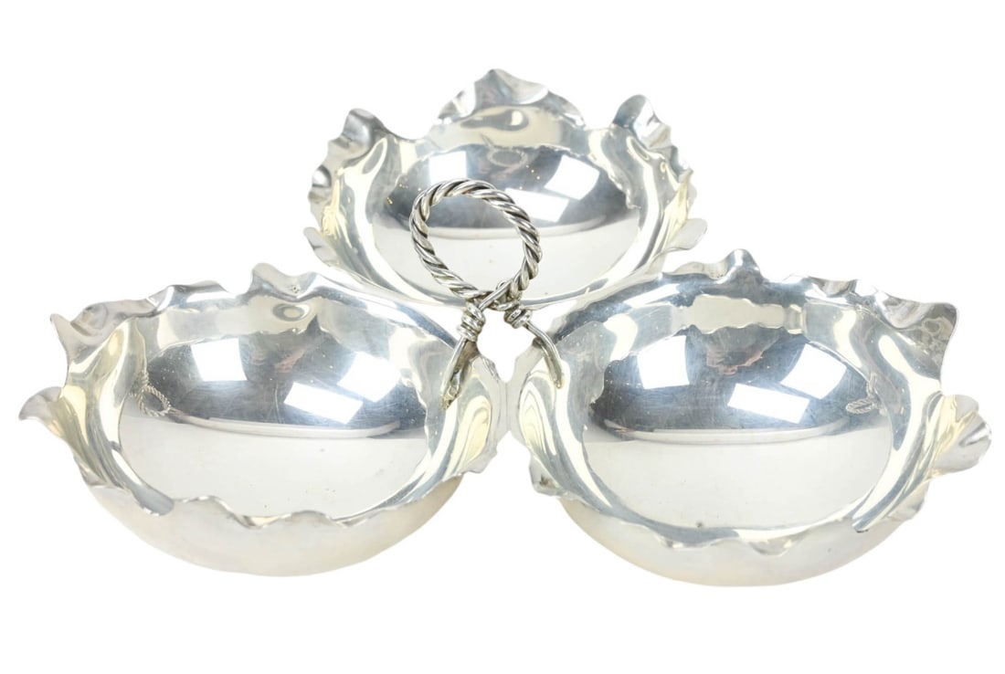 Sterling Silver 3-Part Leaf Candy Dish (1 of 8)
