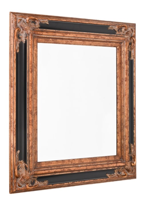 Regency Style Black and Gilt Beveled Glass Mirror (1 of 8)