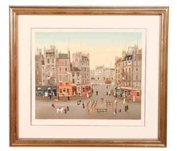 Michel Delacroix Signed Serigraph Dated 1991Paris: Michel Delacroix Signed Serigraph Dated 1991 of Paris Street, Framed. Framed measures 32 inches x 35 inches.