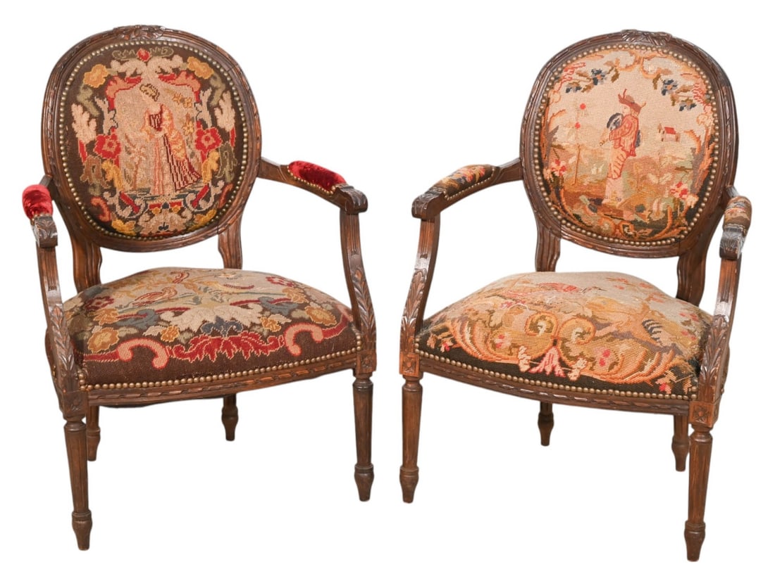 Antique Louis XVI Needlepoint Balloon Back Chairs (1 of 13)