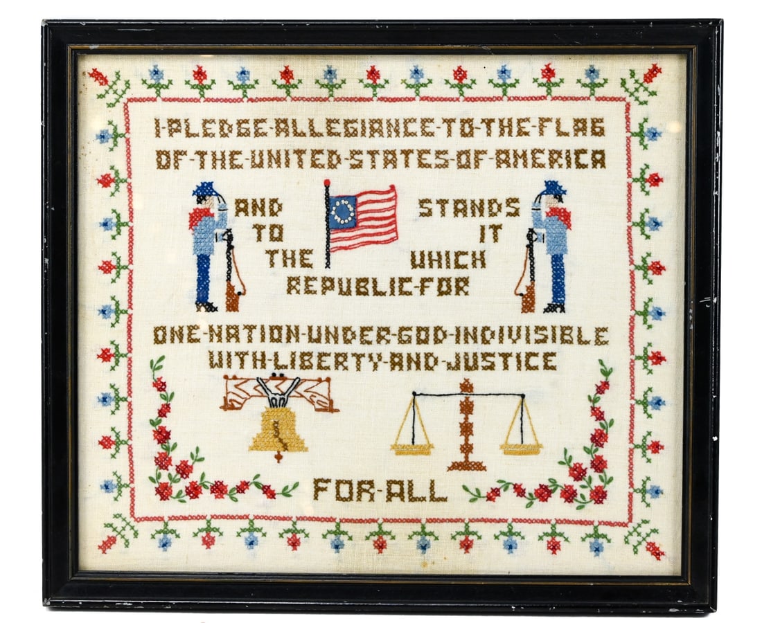Antique Pledge of Allegiance Cross Stitch Sampler (1 of 11)