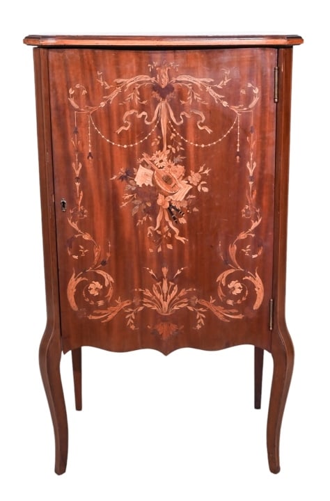 French Hand Carved Inlaid Mahogany Bar Cabinet (1 of 8)