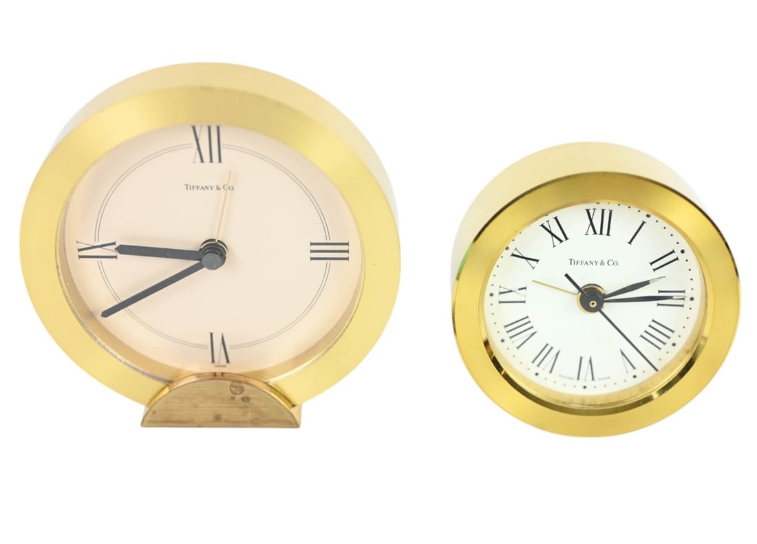 2 Tiffany & Co Brass Chart Style Desk Clocks (1 of 10)