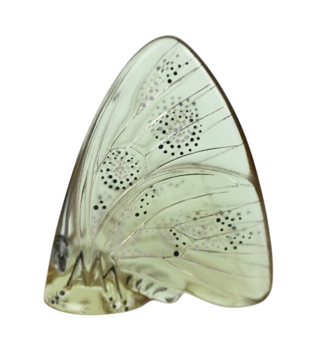 Lalique France Papillion Purple Glass Butterfly: Lalique France Papillion Purple Art Glass Butterfly.Measures 2.25 inches x 1.75 inches.