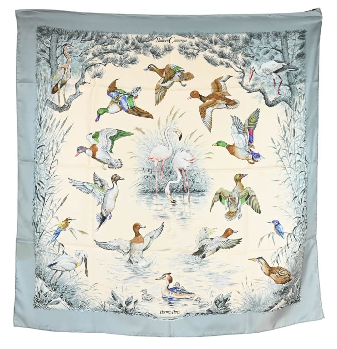 Vintage Hermes Silk Woman's Scarf w Fowl (1 of 16)