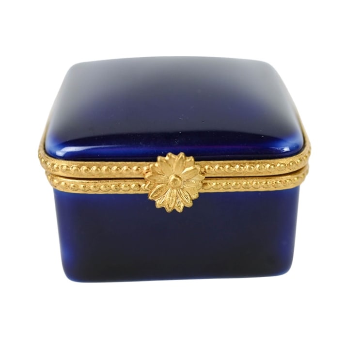 Limoges Hand Painted Blue Trinket Box (1 of 6)
