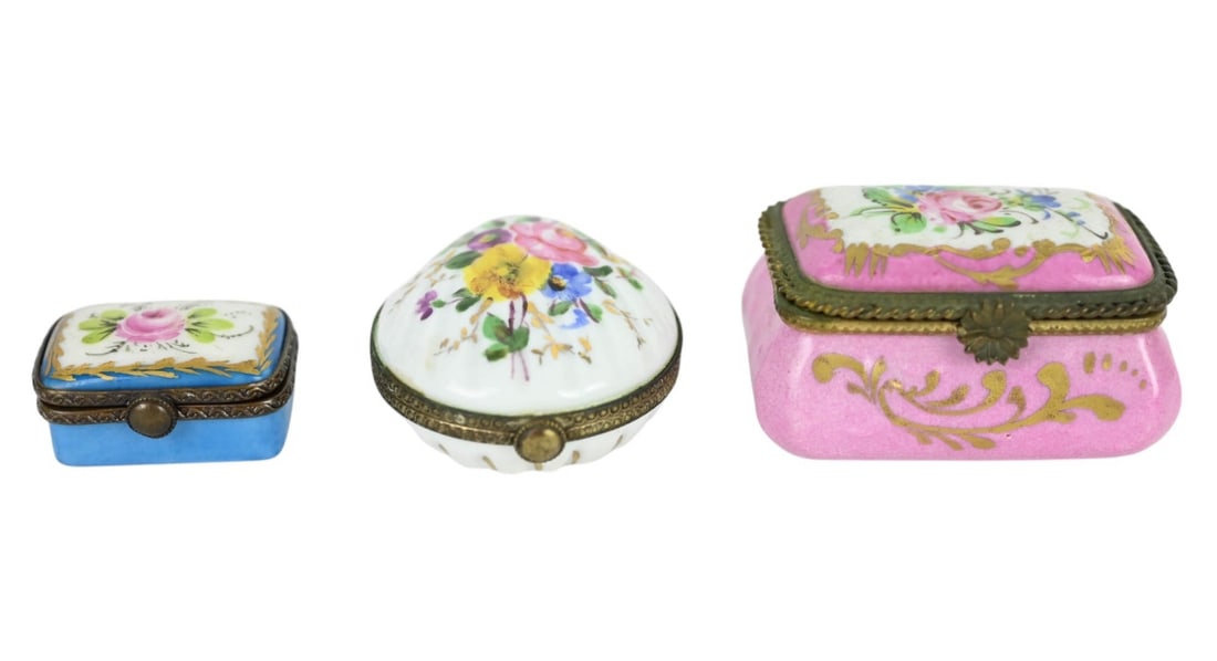3 Limoges France Painted Porcelain Trinket  Boxes (1 of 14)