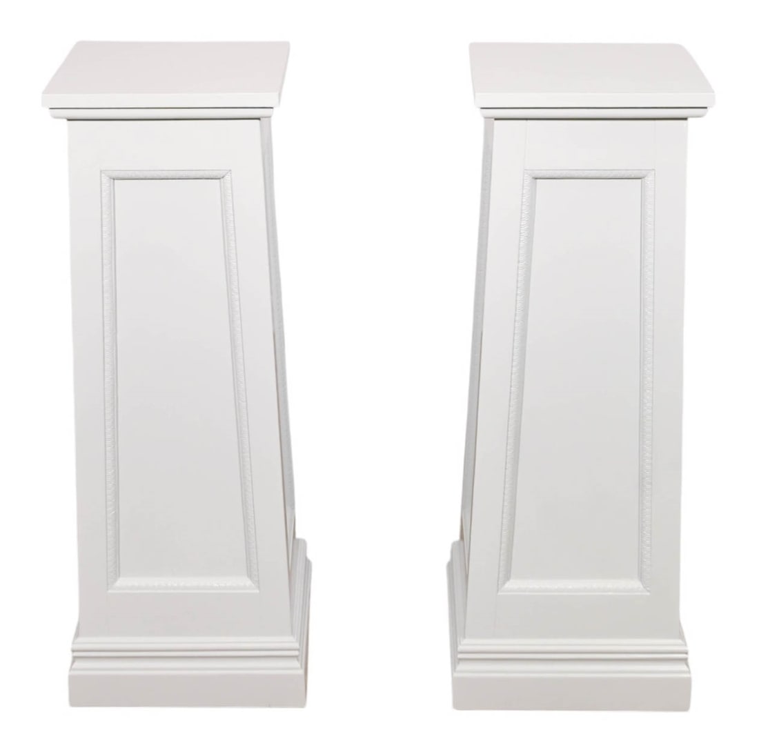 Pair Hand Carved and Hand Painted Pedestals: Pair Hand Carved and Hand Painted Pedestals.Measures 36inches x 14 inches x 14 inches.