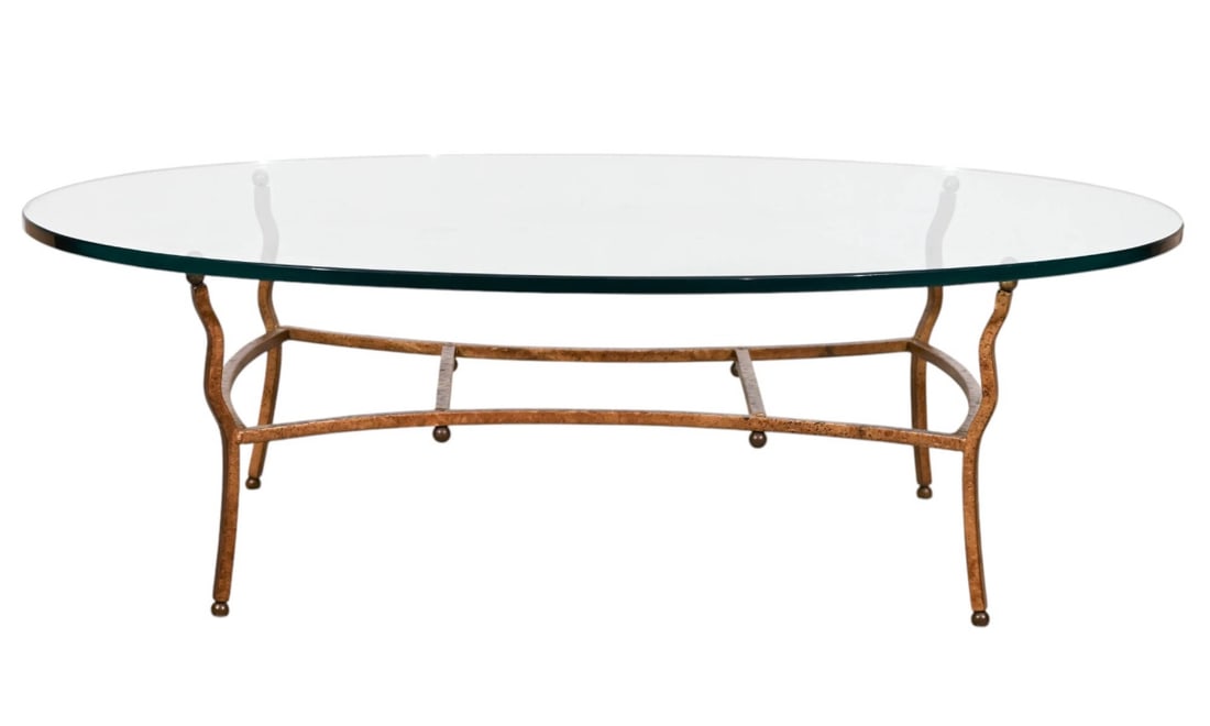 Mid Century Glass Top Iron Base Coffee Table (1 of 11)