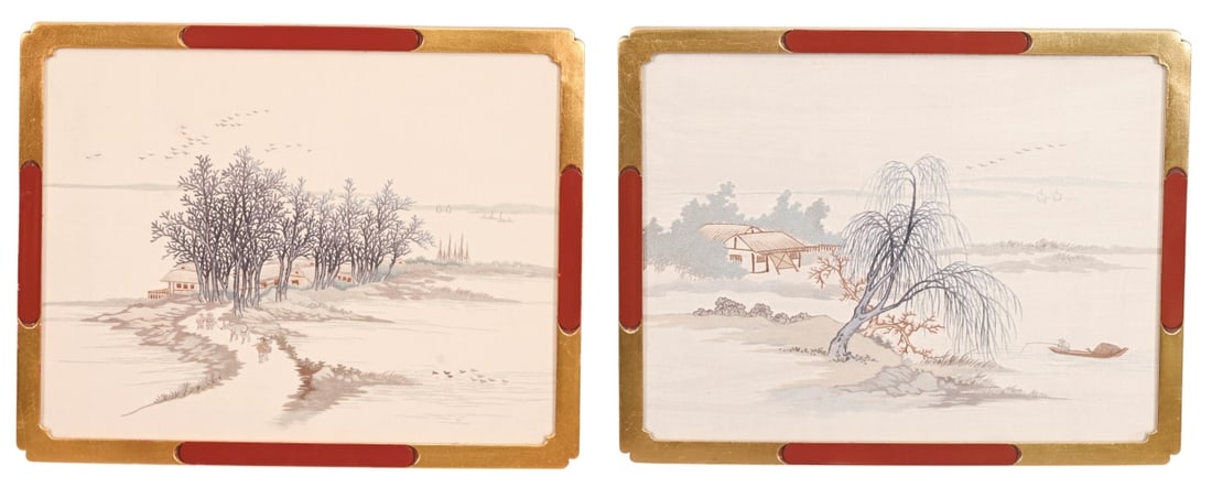 2 Vintage Chinese Framed Silk Embroidered Panels (1 of 16)