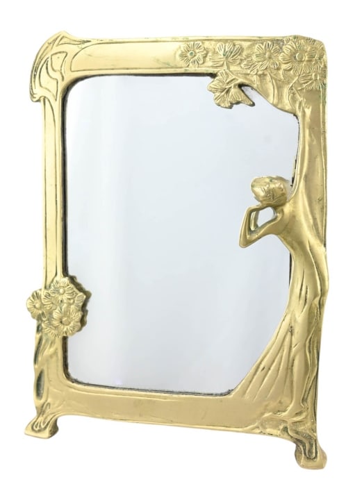 Antique Gilt Bronze Art Nouveau Table Mirror (1 of 9)