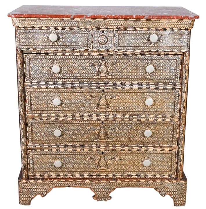 Antique Syrian MOP Inlay Marble Top Chest (1 of 20)