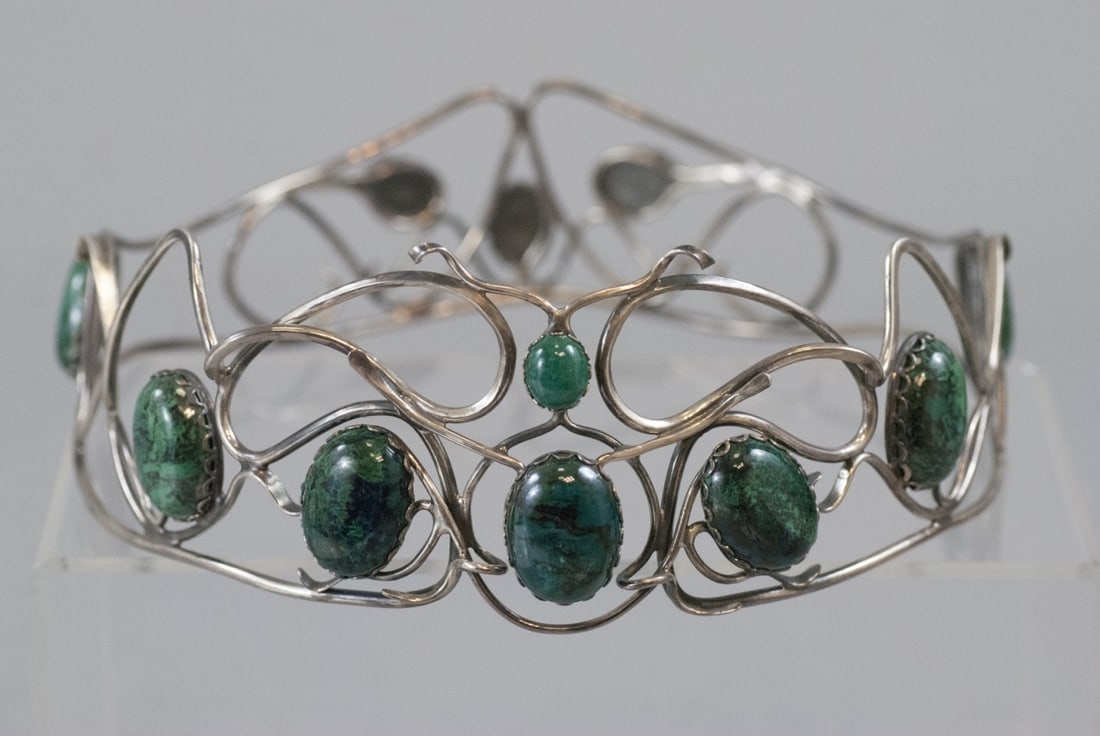 Sterling Silver Tiera Crown Set w Agate Cabochons (1 of 5)