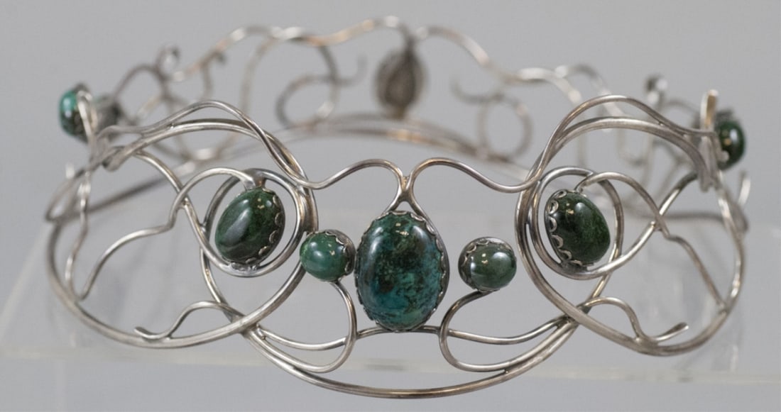 Sterling Silver Tiera Crown Set w Agate Cabochons (1 of 4)