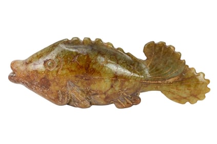 19th Century Qing Dynasty Carved Jade Fish