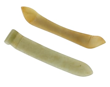 19th Century Brownish Green Celadon Hair Pins