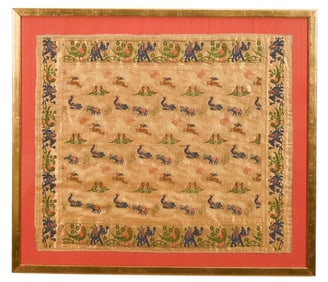 Antique Indo Persian Embroidered Brocade Panel