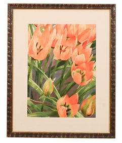 Embroidery Wonders Silk Panel of Tulips COA