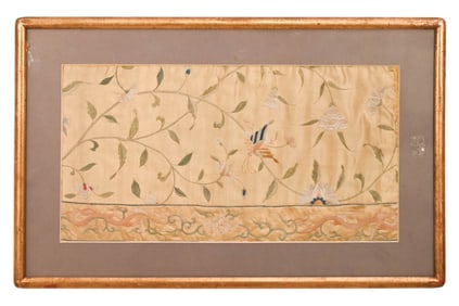 Antique 19th C Chinese Embroidered Silk Tapestry