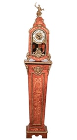 Louis XV Inlaid Bronze Mounted Clock on Pedestal
