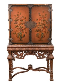 Georgian Style Chinoisserie Secretary Cabinet