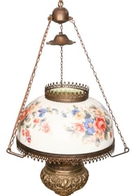 Victorian Floral Stencil & Brass Oil Lamp