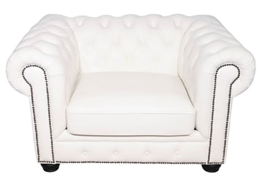 Contemporary Chesterfield White Leather Chair