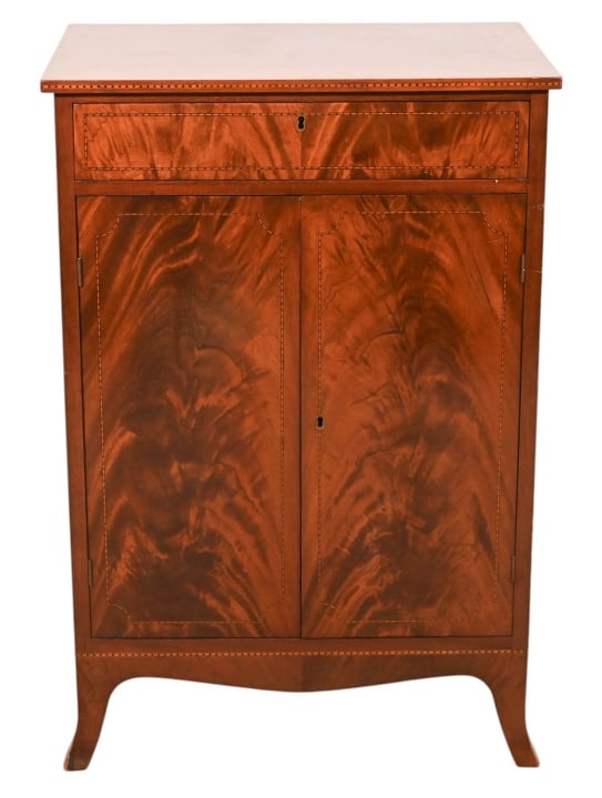 Antique Flame Mahogany Inlaid Hall Cabinet (1 of 17)