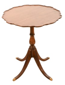 Vintage Carved Pie Crust Table w/ Brass Lion Feet