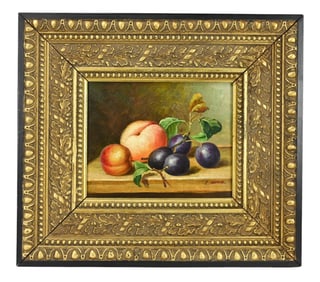 J. Nodrik Still Life Fruit Oil on Canvas