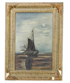 A. Rehermann Signed 19th C Oil Painting Sail Boat