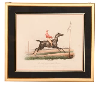 Carle Vernet Race Horse Colored Engraving